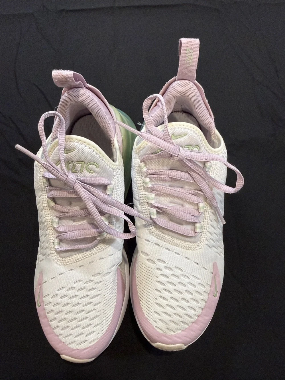 Nike White Sneakers with Pink and Lime Accents 27C Size 6.5 - Picture 2 of 8
